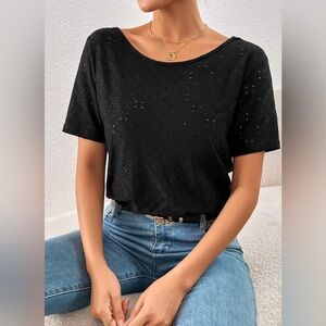 Livi Women’s Black Eyelet Crop Top Medium